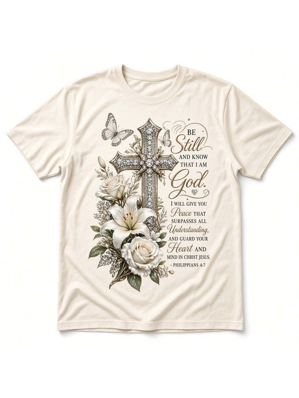4Pcs 10" Be Still and Know I Am God Cross DTF Transfer Heat Press